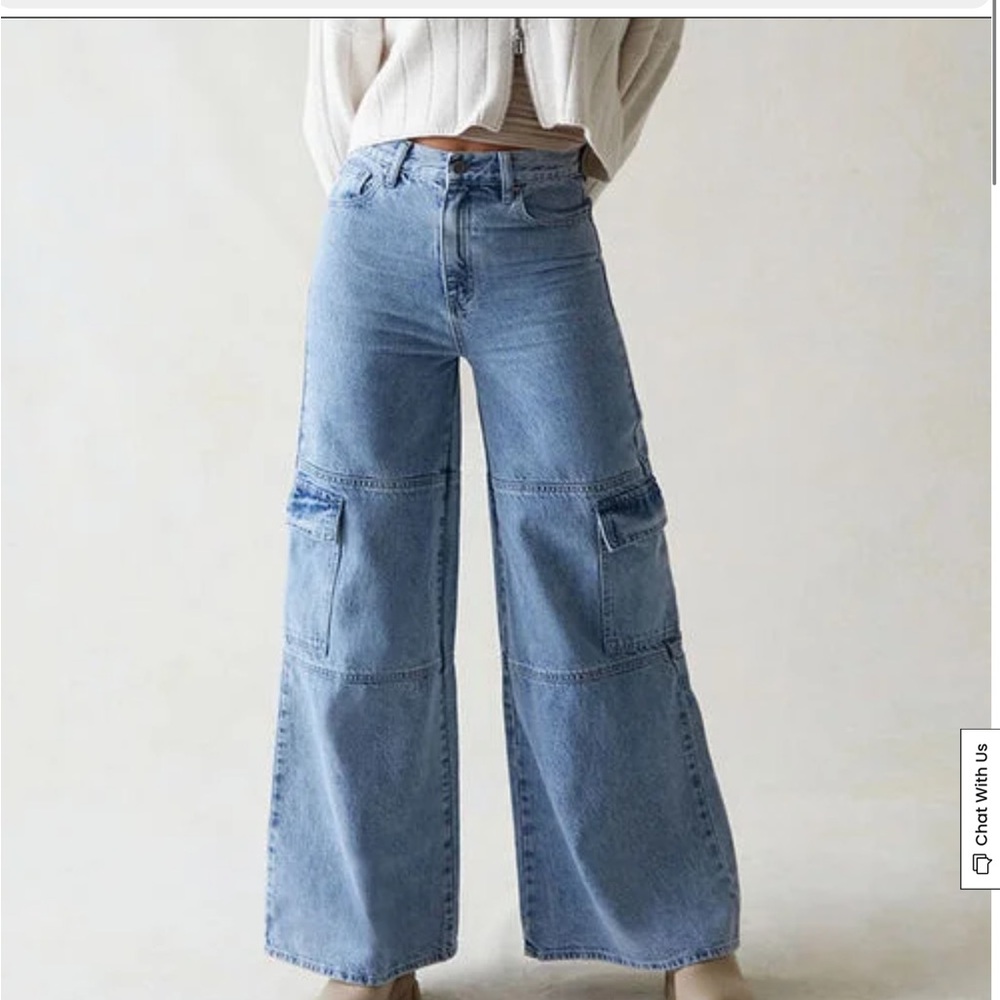 PacSun Light Indigo Extreme Wide Leg Cargo Jeans